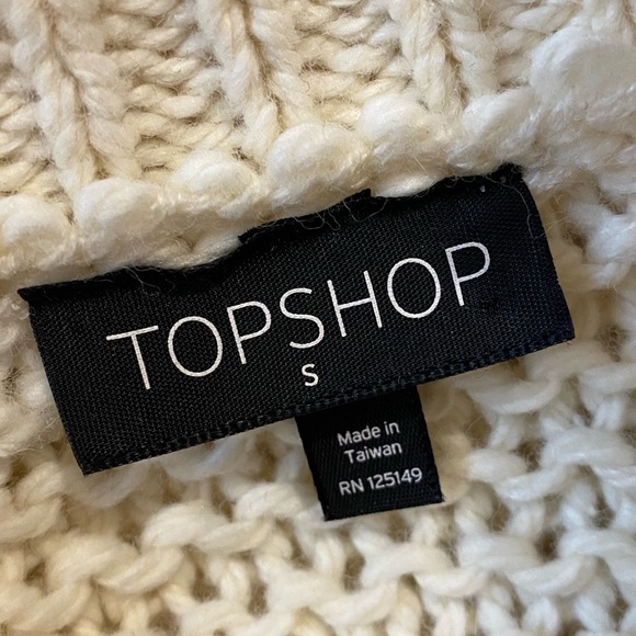 Topshop Cream Oversize Chunky Knit Wool Blend Crewneck Sweater Size Women's S - Picture 3 of 4